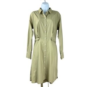 Unsubscribed‎ Shirt Dress Womens Medium Tan Casual Button Down Everyday
